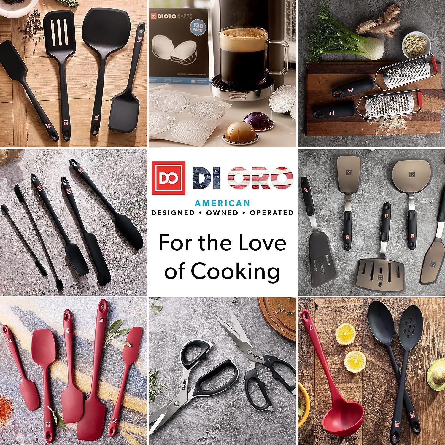 di Oro Living di Oro Living Silicone Spatula Set - 3-piece 600F Heat-Resistant Baking Spoon & Spatulas - Ergonomic Easy-to-Clean Seamless One-Piece Design - Pro Grade Non-stick Rubber with Stainless Steel S-Core Technology! (Red)