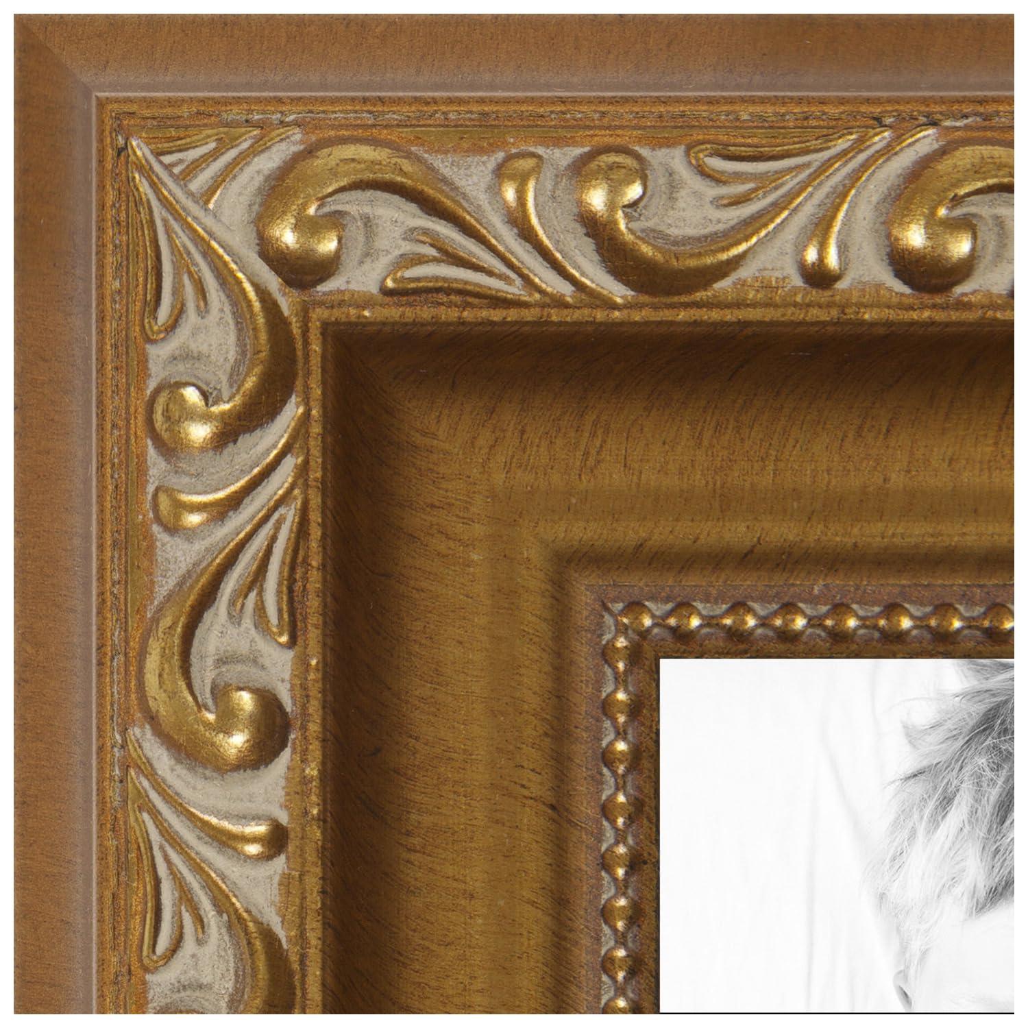 ArtToFrames ArtToFrames 20x24 Inch Gold Picture Frame, 5 - Pack, This 1.40 inch Custom Wood Poster Frame is Gold with Beads, Comes with Economy Acrylic (Frame_Pack_5_D10051-20x24)