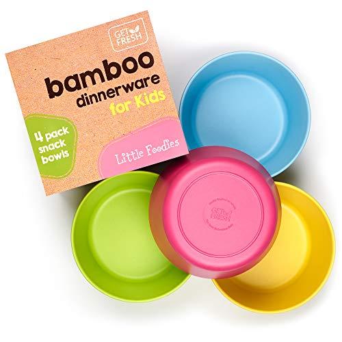 GET FRESH GET FRESH Bamboo Kids Snack Bowls, Set of 4 Bowls for Kids, Kids BPA Free bowls, Bamboo Dinnerware for Everyday Use, Kids Bamboo Bowls, Dishwasher Safe and Stackable