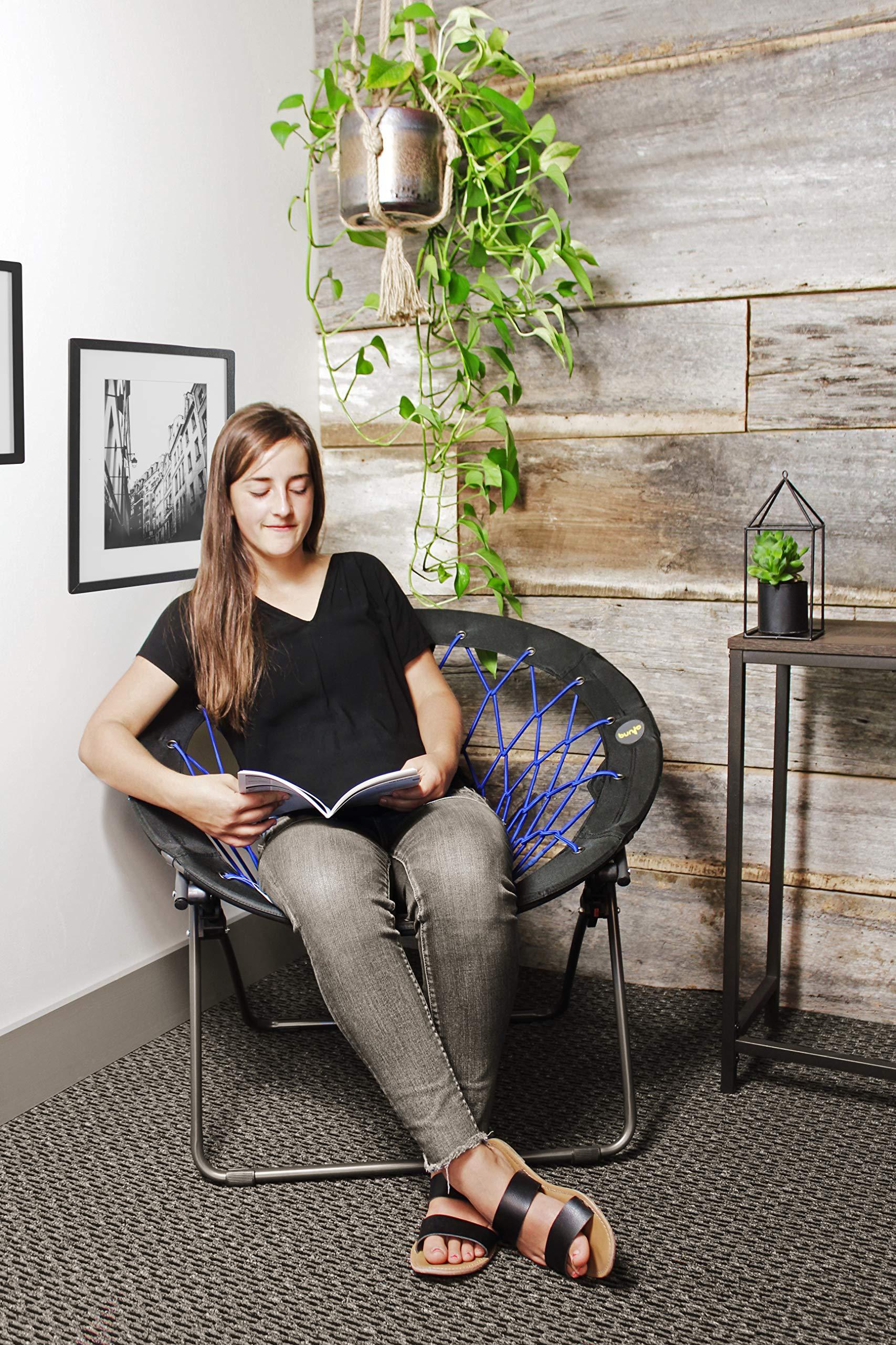 Zenithen Zenithen Limited Portable Indigo Bunjo Bungee Dish Chair, Perfect for Dorm Rooms, Reading, Studying, Gaming, Movie Nights Living Rooms, and Bedrooms, Indigo (Pack of 2)