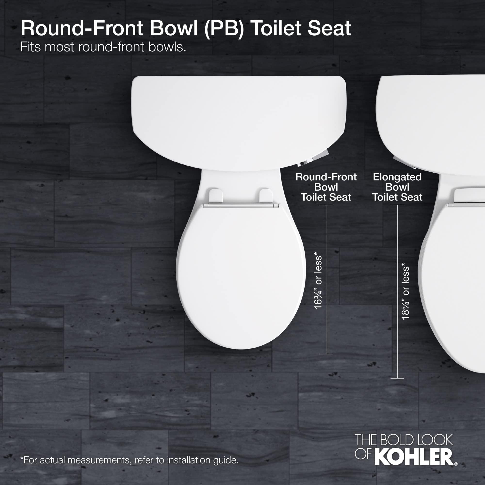 Kohler KOHLER K-4636-0 Cachet Elongated, Grip-Tight Bumpers, Quiet-Close Release Hinges, Quick-Attach Hardware, No Slam Toilet Seat, White