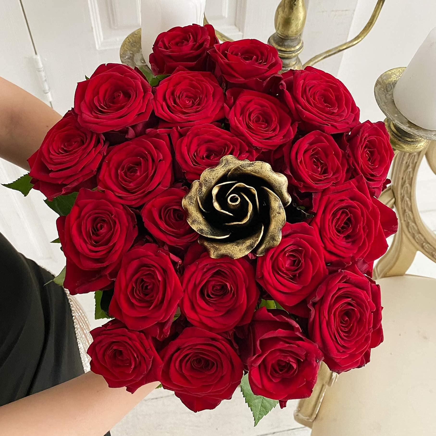 MakuliSmit MakuliSmit Handcrafted Bronze Metal Rose - Solid Gift of Everlasting Love - 8th 19th Wedding for Her