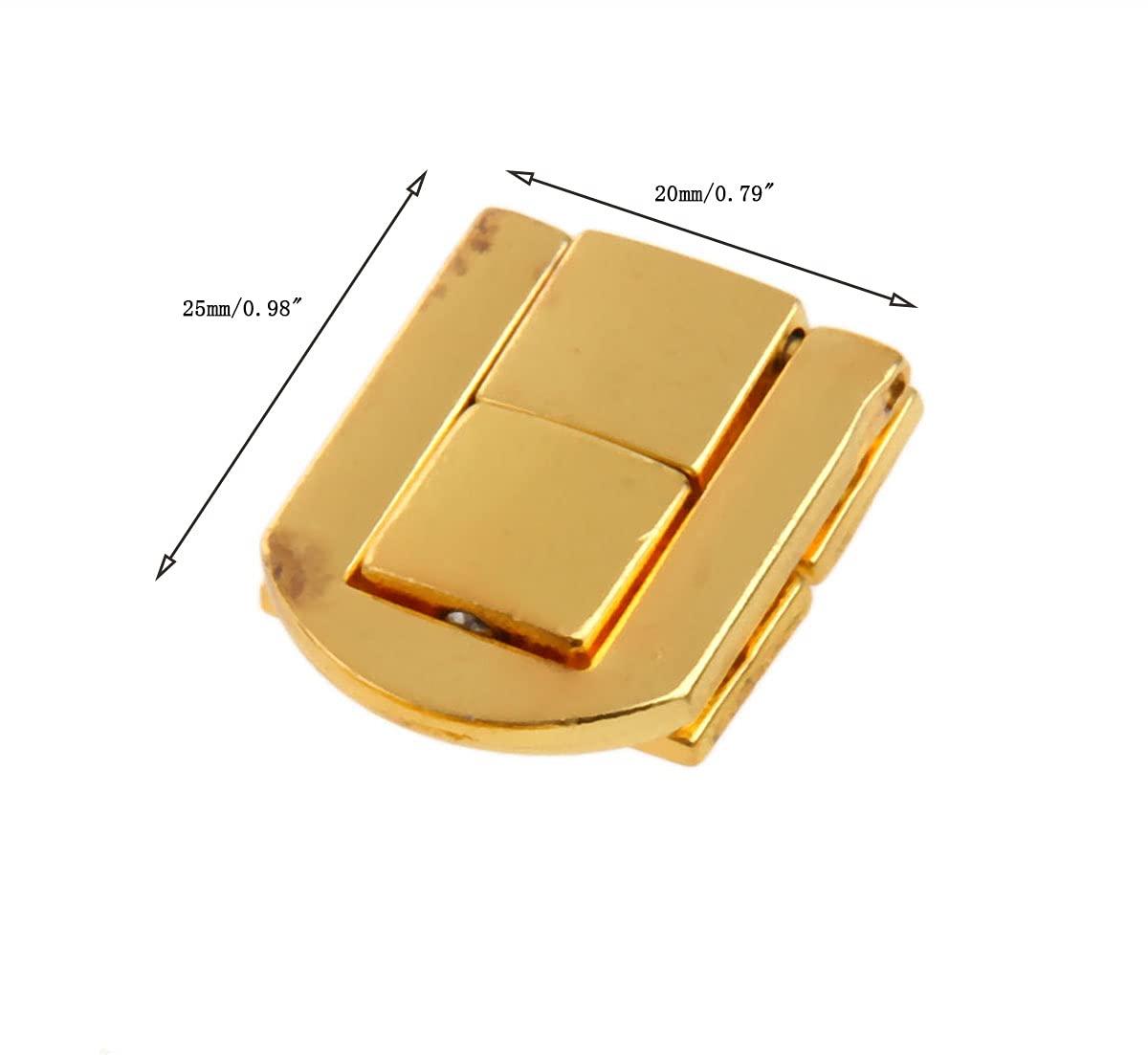 dophee dophee Toggle Catch Lock 0.98\"x0.79\" Gold Retro Style Iron Hasp Wood Chest Lock Latch Clasp with Screws for Jewellery Box Suitcase Chest Decoration (5-Pack)