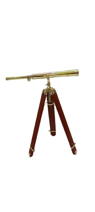 Generic Maritime Brass Antique Designer Telescope Brown Tripod Solid Wood Retro Brass Telescope New Handmade - Antique Collectibles
