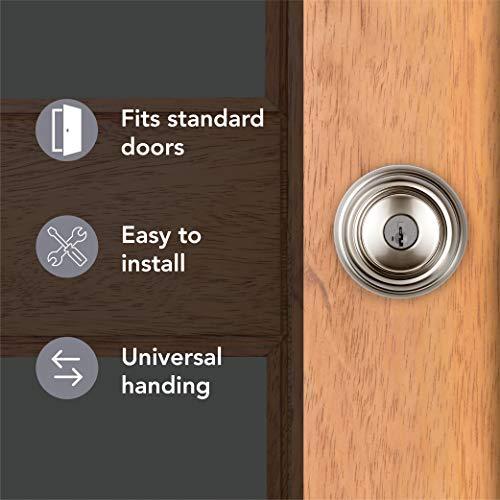 Baldwin Baldwin Alcott, Entry Door Knob Handle with Keyed Lock Featuring SmartKey Re-key Technology and Microban Protection, in Satin Nickel