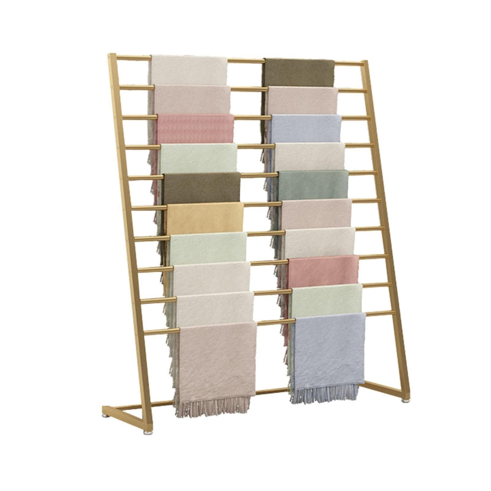 GenSDH Scarf Holder - Floor Standing Metal Blanket Rack, Clothing Store Scarf Display Rack, Sheets Hanging Organizer Shelf, Commercial Garment Rack Pants Shawl Organizer, Retail Display Stands (Size : 100X4