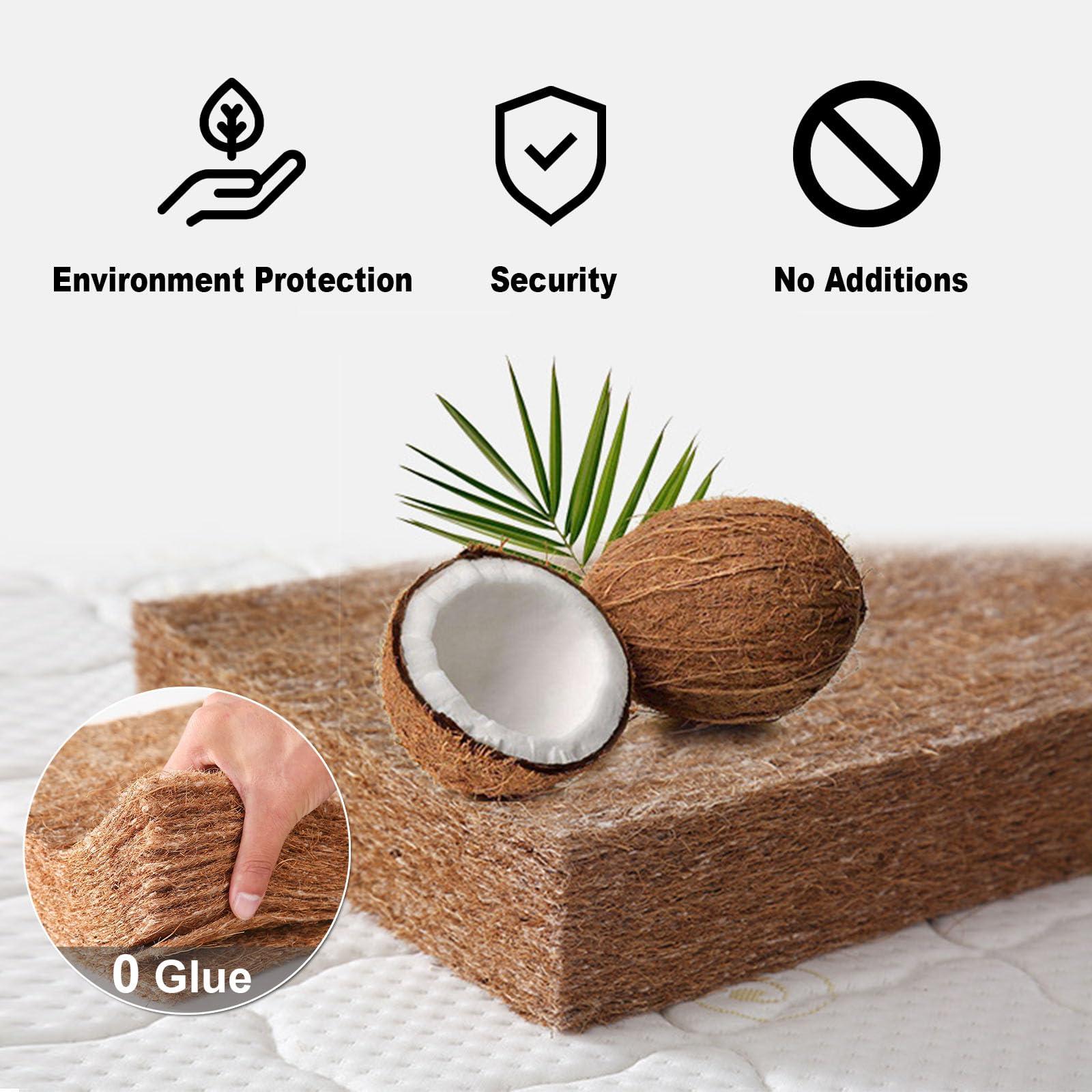 Enchantia Enchantia Coir Mattress, 3E Natural Hard Coconut Mattress Release Pressure, Ergonomic Design Coir Queen Mattress, Deep Sleep - Suitable for All Ages, 2in/5cm,Wave b,100x190(39.5 * 75 * 2in)