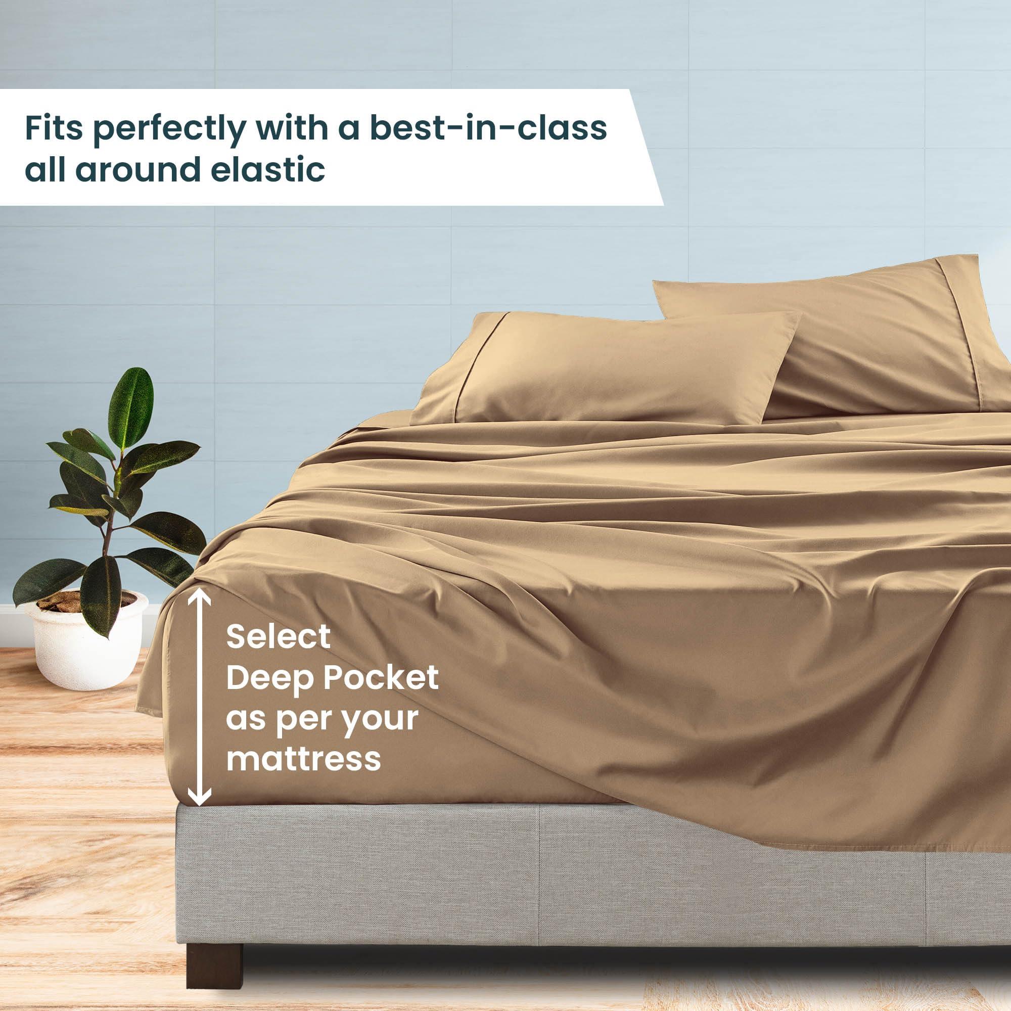 Sophia Cotton Club Cal-King Size Sheets Luxury Soft 1200-TC Heavy Egyptian Cotton - Sheet Set for Cal-King Size (72x84) Mattress Fits 24-26 Inches Fully Elastic Deep Pocket (Solid, Taupe)