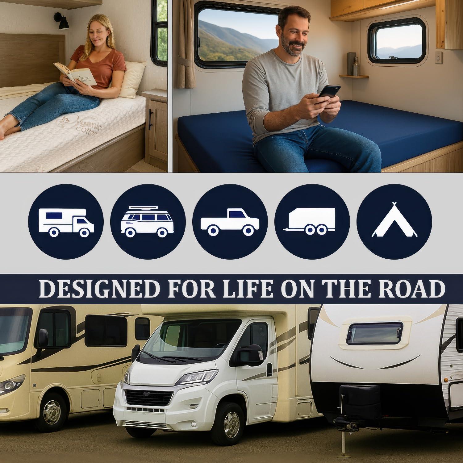 Foamma Foamma 6\" x 36\" x 72\" Gel Memory Foam RV Bunk Mattress Replacement, Medium Firm, Pressure Relieving, Cooling Premium Comfort, USA Made, No Cover