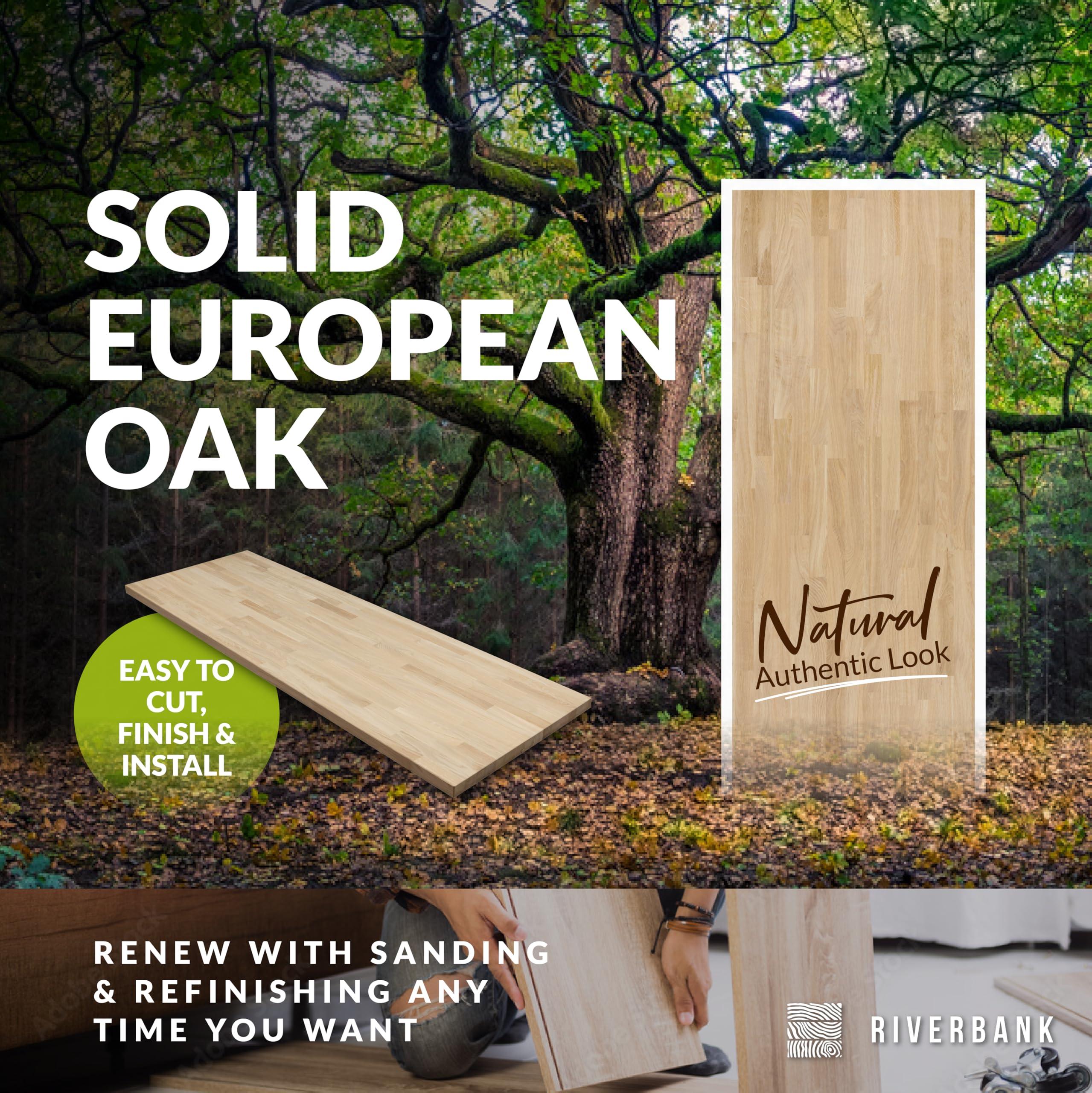 Riverbank Riverbank Oak Butcher Block Countertop, 4 ft Long, 25 Wide & 1.5 Thick Unfinished Solid Wood Tabletop, Built to Last Hardwood Board for DIY Kitchen Counter Top, Island, Desktop