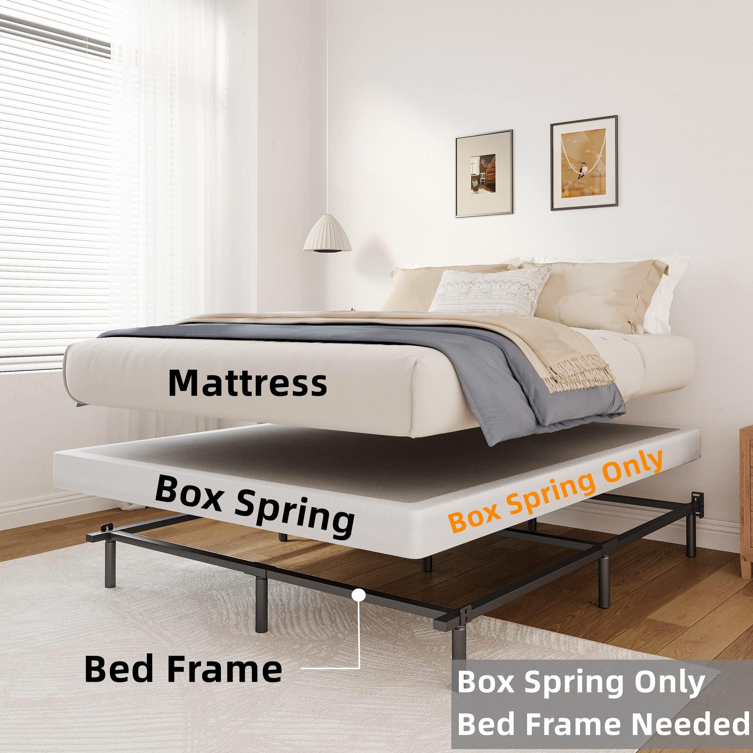 THEOCORATE THEOCORATE King Box Spring and Cover Set, 5 Inch Low Profile Metal BoxSpring, Heavy Duty Structure, Mattress Foundation, Noise Free, Non-Slip, Easy Assembly