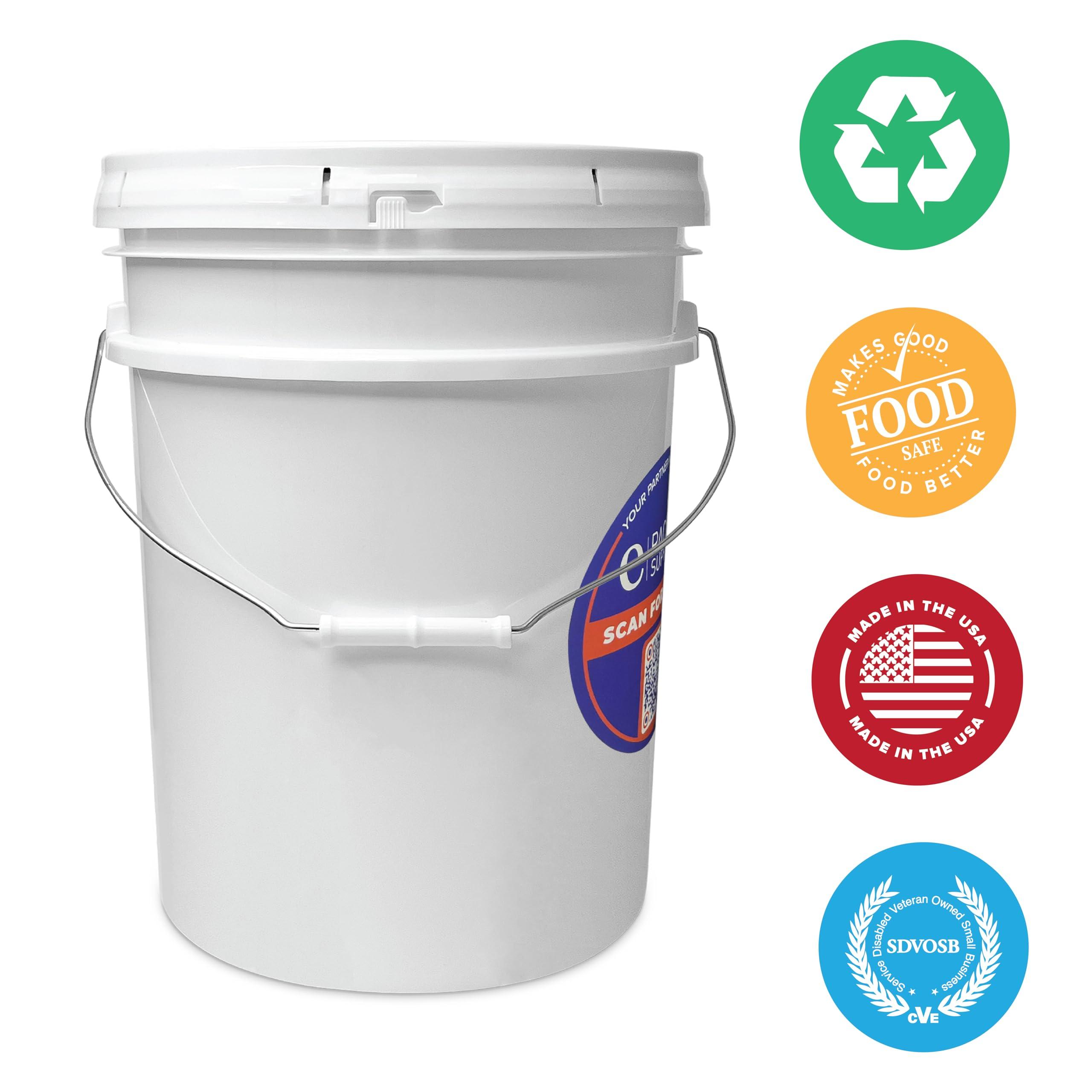 ePackageSupply ePackageSupply 5 Gallon White Bucket Pail Container with Airtight Lid I Food Grade Bucket | BPA-Free I Heavy Duty & Durable | 90 Mil Thick Premium HPDE Plastic | 1 Count |Made in USA