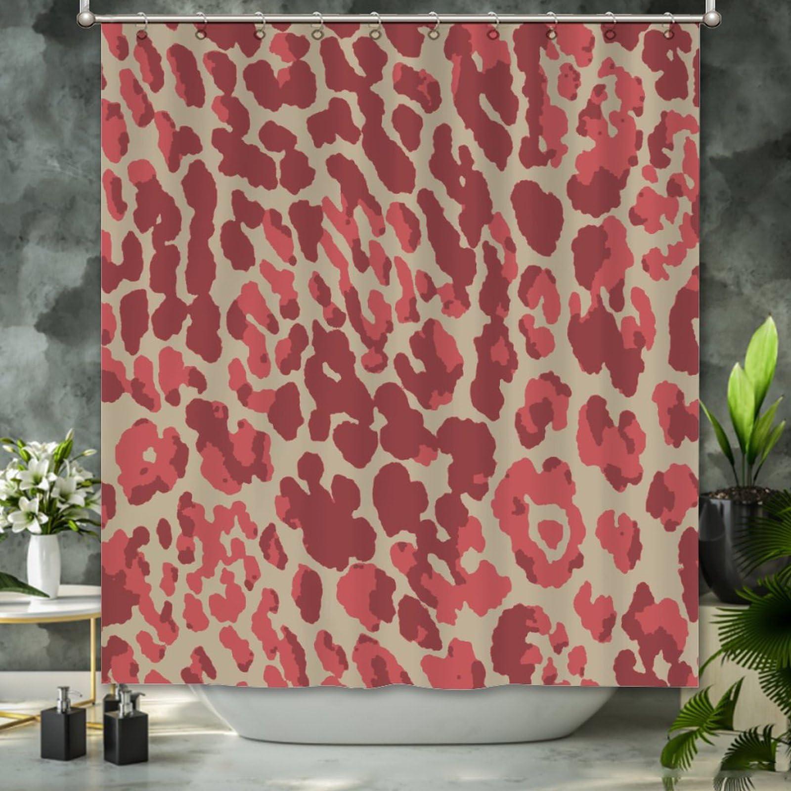 Yinrune Yinrune Cheetah Leopard Print Shower Curtain Animal Antelope Shower Curtains Rustic Shower Curtain 60x72in Shower Curtain Liner Polyester Fabric Shower Curtain Set with Hooks Washable Durable