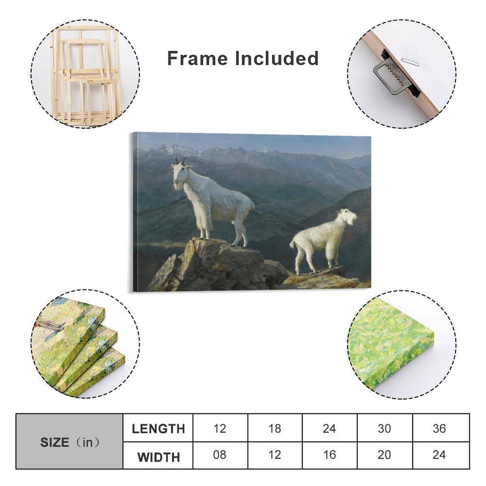 Generic Mountain Goats Poster Print by Albert Bierstadt Posters Wall Art Painting Canvas Gift Picture Frame Prints Bedroom Decor Poster Artworks 16x24inch(40x60cm)