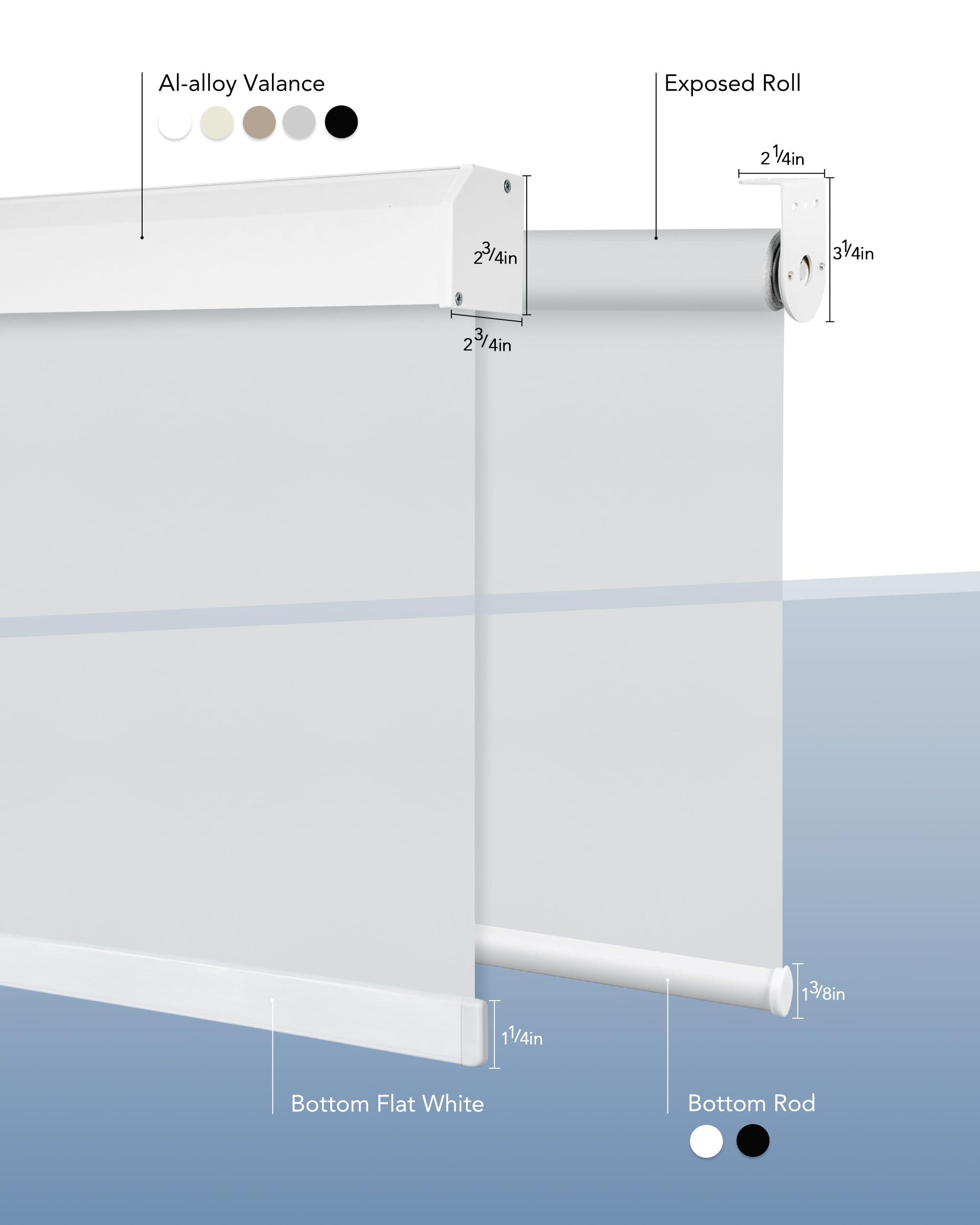 Kerxwerd Motorized Blinds with Remote, Kerxwerd Blackout Motorized Roller Shades Compatible with Alexa Google via Hub, Electric Shades for Window Customized, Vinyl Light Grey