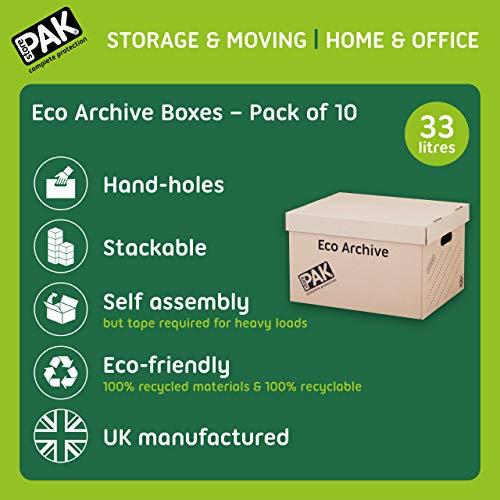StorePAK StorePAK Eco Archive/Storage Cardboard Boxes & Lids Pack of 10. Flat Packed & Easy to Assemble. Good for Home Storage, Office & Moving House