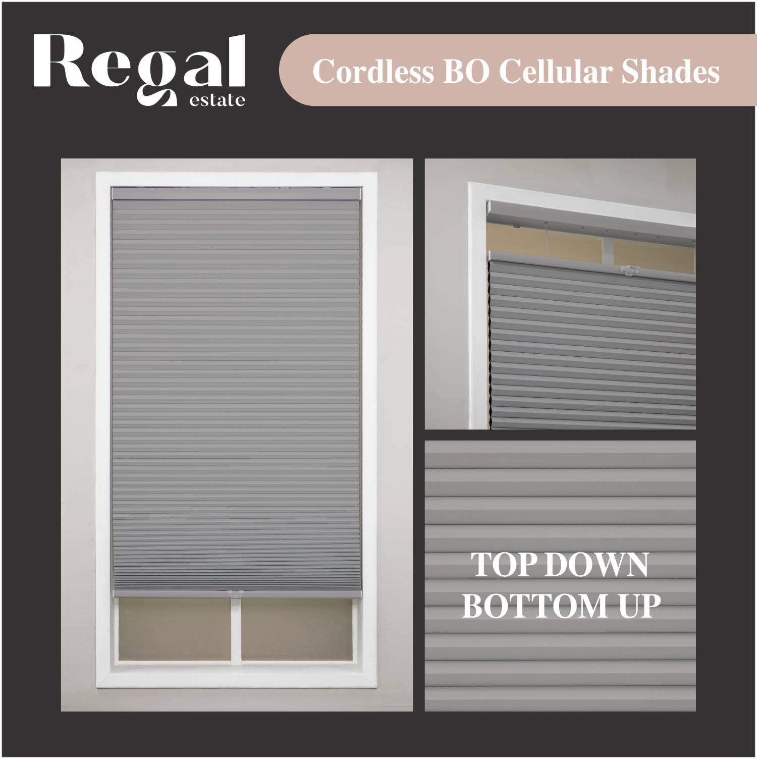 Regal estate 12BOTTLE Cordless 1.5" Blackout Top Down Bottom Up Cellular Shades,52" W x 48" H, Window Blinds for Energy Saving, Gray, Indoor Window Blinds, Shades for Bedroom, Living Room by REGAL ESTATE