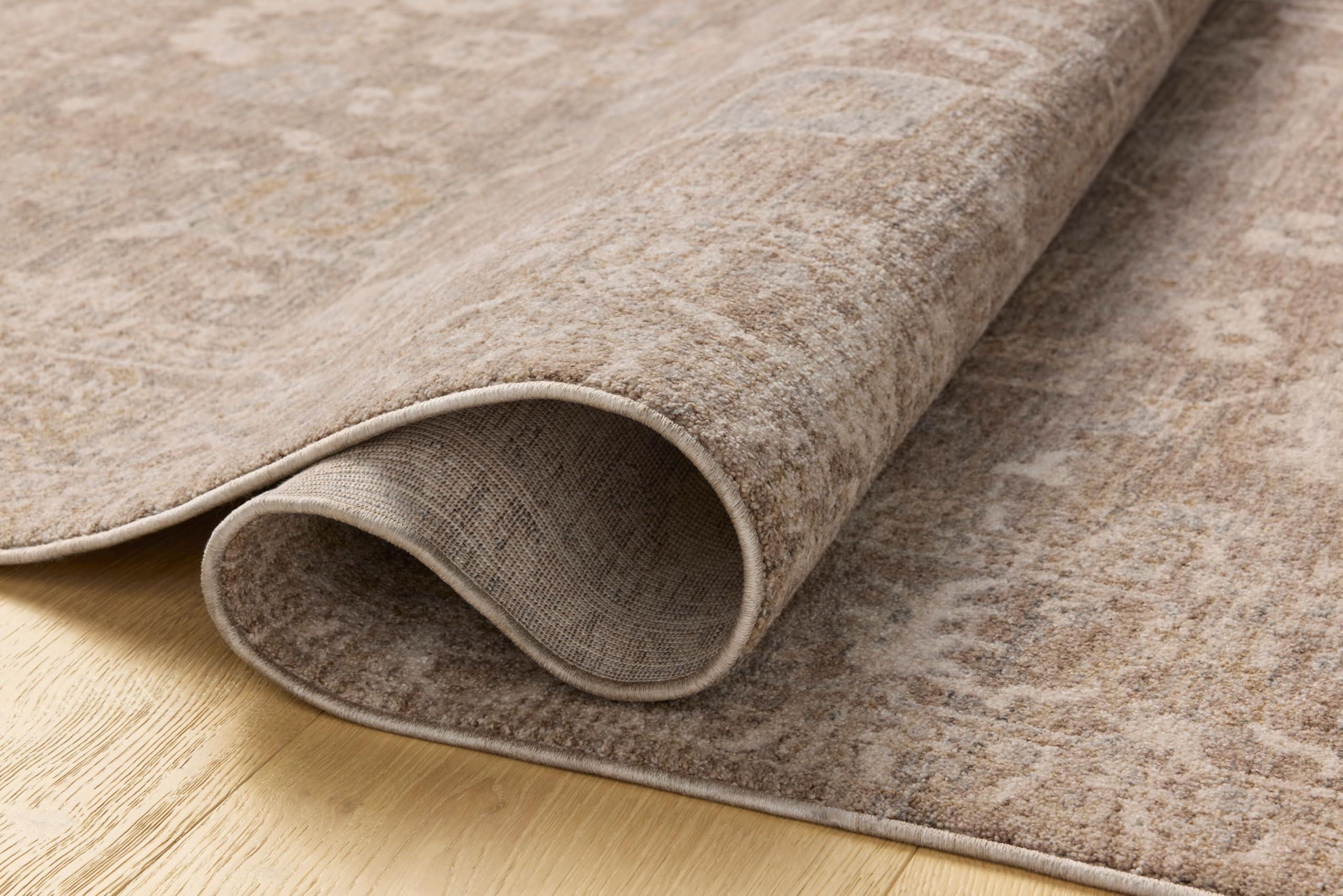 Loloi Loloi Chris Loves Julia Louisa Collection LOI-03 Taupe/Ivory 5'-3" x 5'-3", .38" Pile Height, Round Area Rug