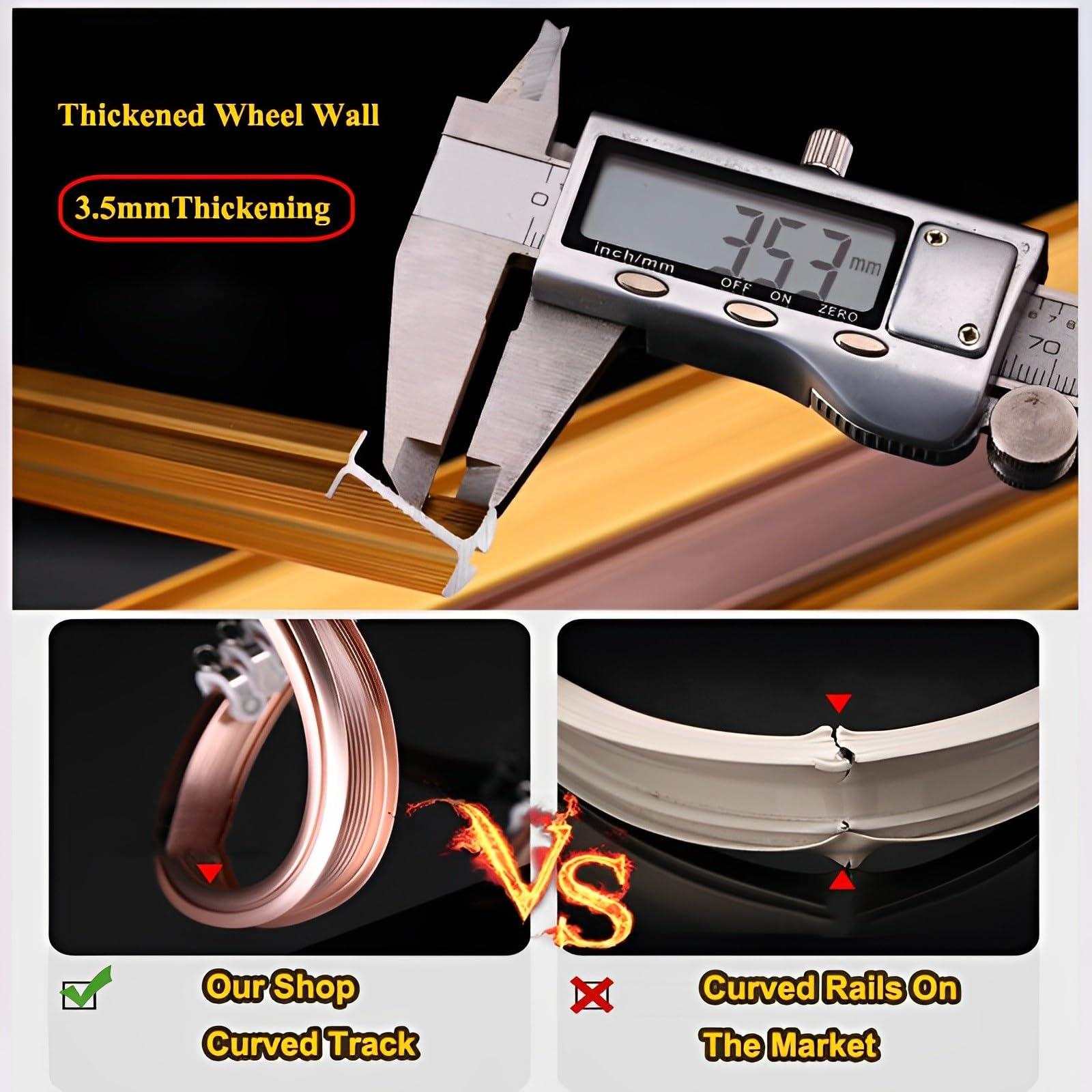 PQPQLI Flexible Bendable Curtain Single Tracks, Ceiling Or Wall Mounting Heavy-duty Curtain Rails, Aluminum Curtain Track, For L Shape U Shape Bay Windows Shower Curtains Room Divider Diy (Color : Gold A,