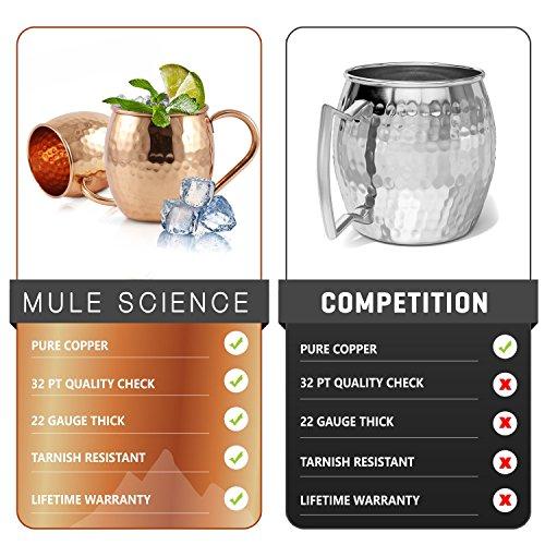 Advanced Mixology Advanced Mixology [Gift Set] Mule Science Moscow Mule Mugs Set of 4 (19 oz. large size) | 100% Handcrafted | Food Safe | Copper Mugs w/Accessories | Tarnish Resistant Copper Cups