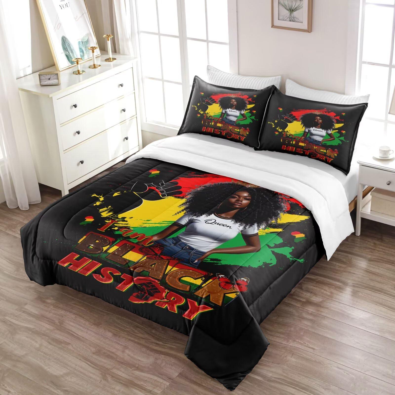 GRAT TIOC GRAT TIOC Black Girl Comforter Sets Full,Black Girl Magic Bedding Set,African American Girl Comforter Set for Kids Afro Melanin Bedroom Bed Set