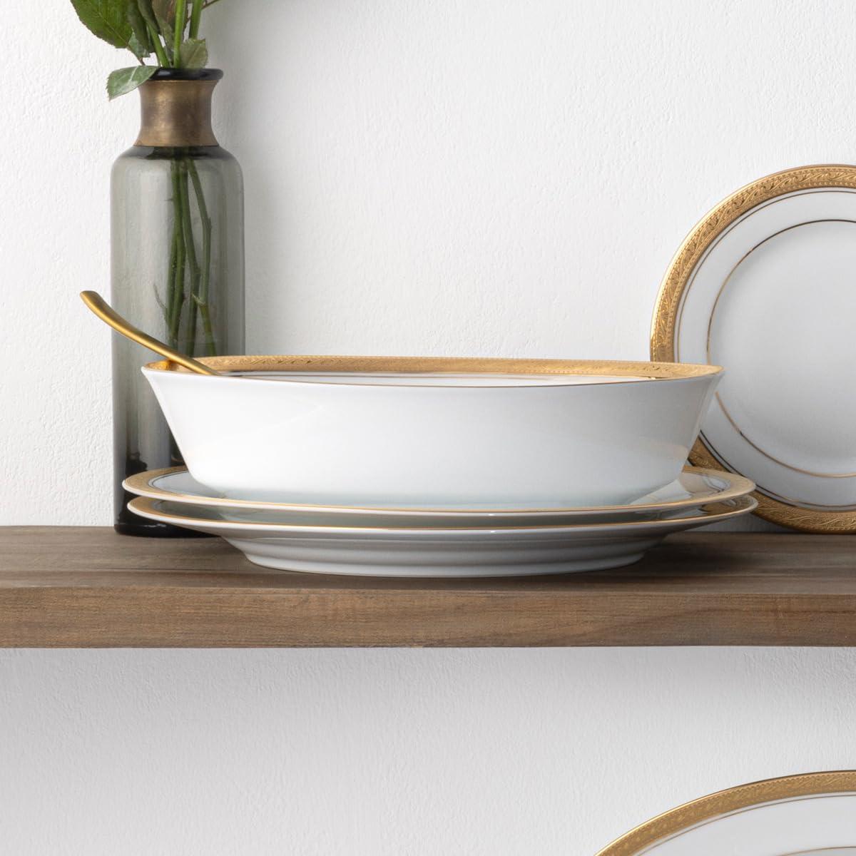 Noritake Noritake Crestwood Gold Oval Vegetable Bowl, 32 oz, Multicolor