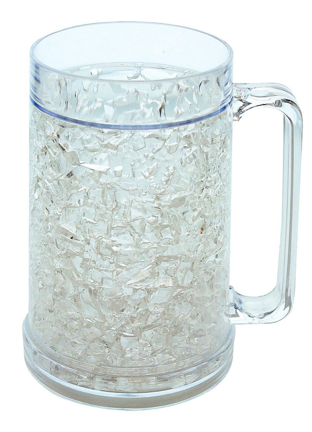 Ziggy V Freezer Mugs Double Wall Gel Frosty Freezer Mugs, Cups Drinking Glass Beer Ice Mugs for Freezer Beer Mugs with Handle 16oz Freezable Beer Mug (2)