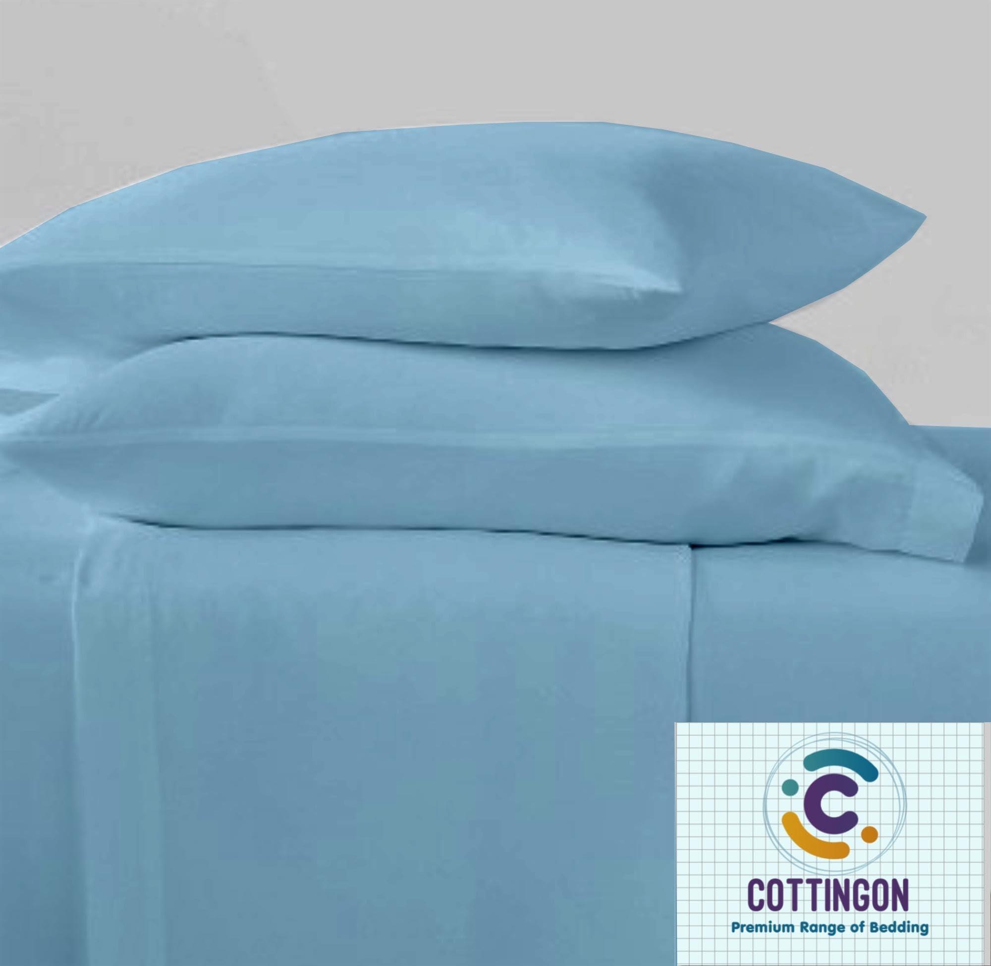 Cottingon Olympic Queen Sheets,100% Brushed Microfiber sheets, Olympic Queen Sheets Sets 66x80, 4 Pcs Olympic Queen Bedding, Extra Soft Olympic Queen Sheets to fit 16\" Deep Olympic Queen Mattress ( Light Blue)