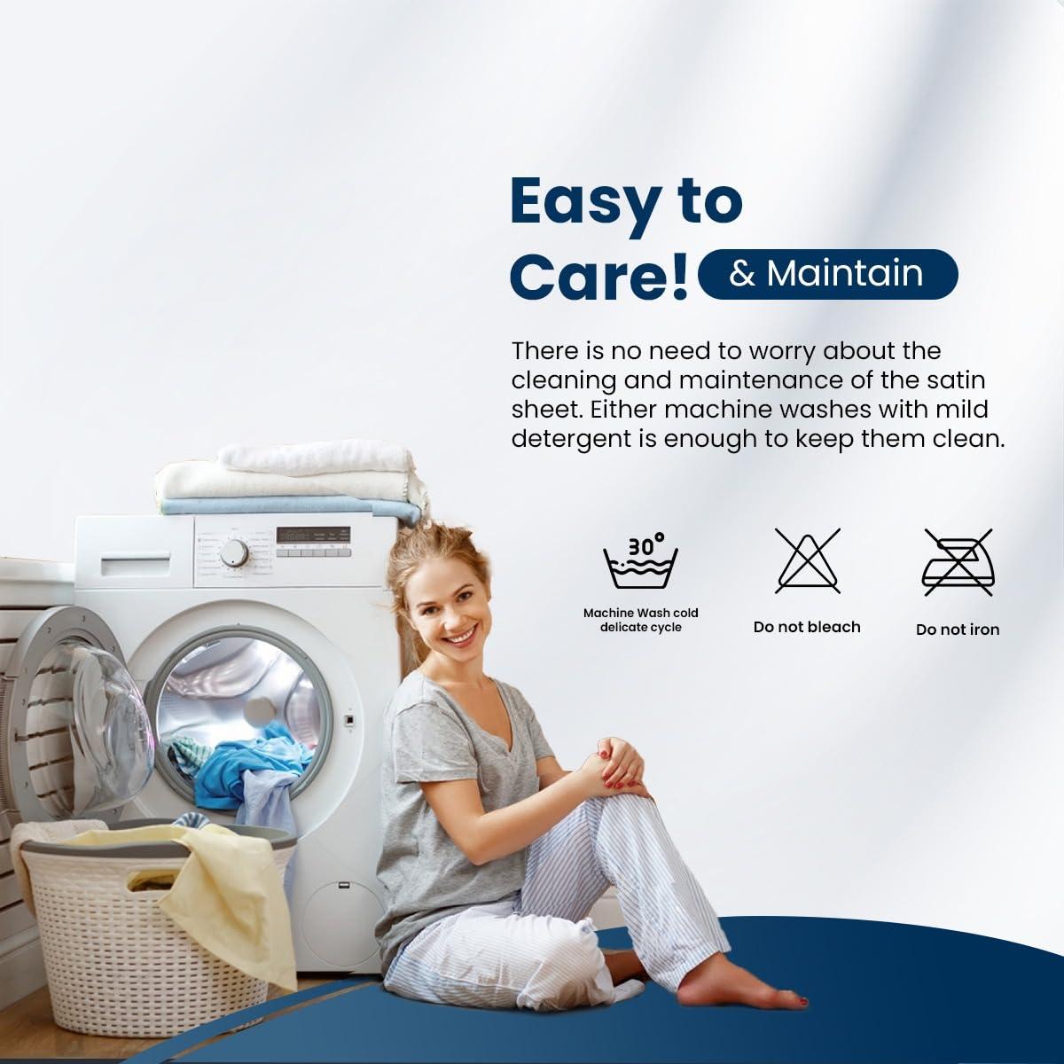 Cloud Fino Cloud Fino 4 Pc Silk Satin Sheets Set | Luxurious Fitted & Flat Sheets | Silk Pillowcase | Hotel Quality, Twin XL - Peach