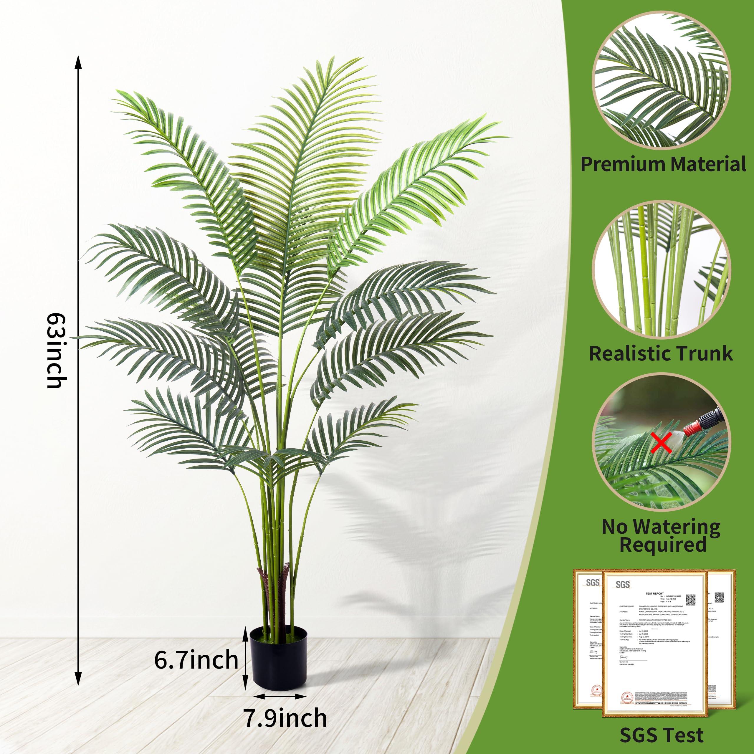 Aphighjoy Aphighjoy 2Packs 5FT Artificial Areca Palm - Fake Plants Palm Tree Faux Tropical Palm Potted Dypsis Lutescens for Home Decor Office Housewarming Gift (5Ft -2Packs)