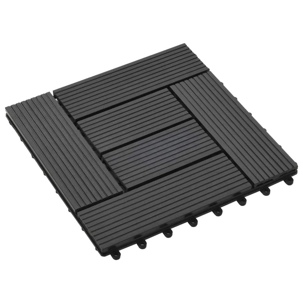 vidaXL vidaXL Black Decking Tiles - 11 pcs - Water-Resistant Wood Plastic Composite (WPC) - 11.8"x11.8" Size - 1 sqm Coverage - Perfect for Patios, Balconies, Pool and Spa Area