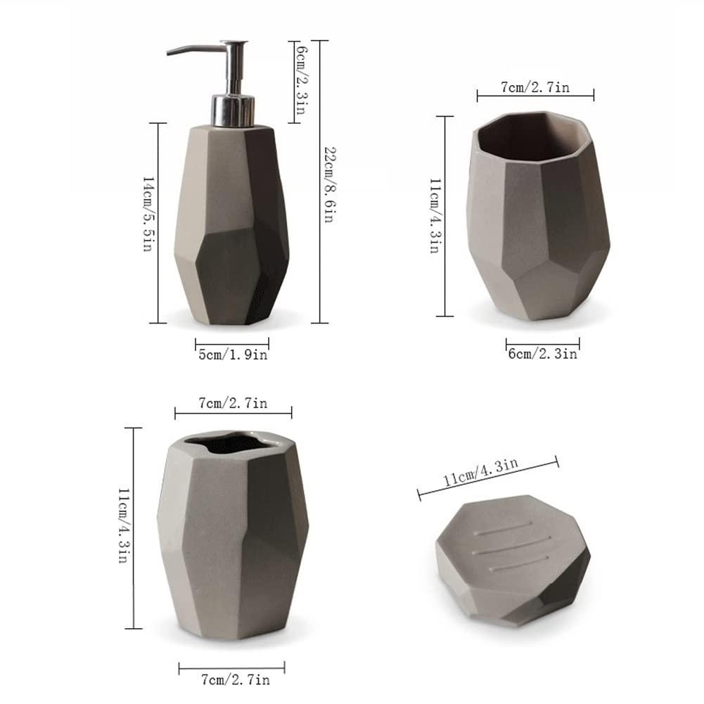 Yalych Liquid Dispencer Container Soap Dispenser Set Household Ceramic Soap Dispenser Wash Mouth Cup Storage Soap Tray Toothbrush Cup Bathroom Five-Piece Set Pump-Bottles Dispensers (A b) Bathroom accessorie