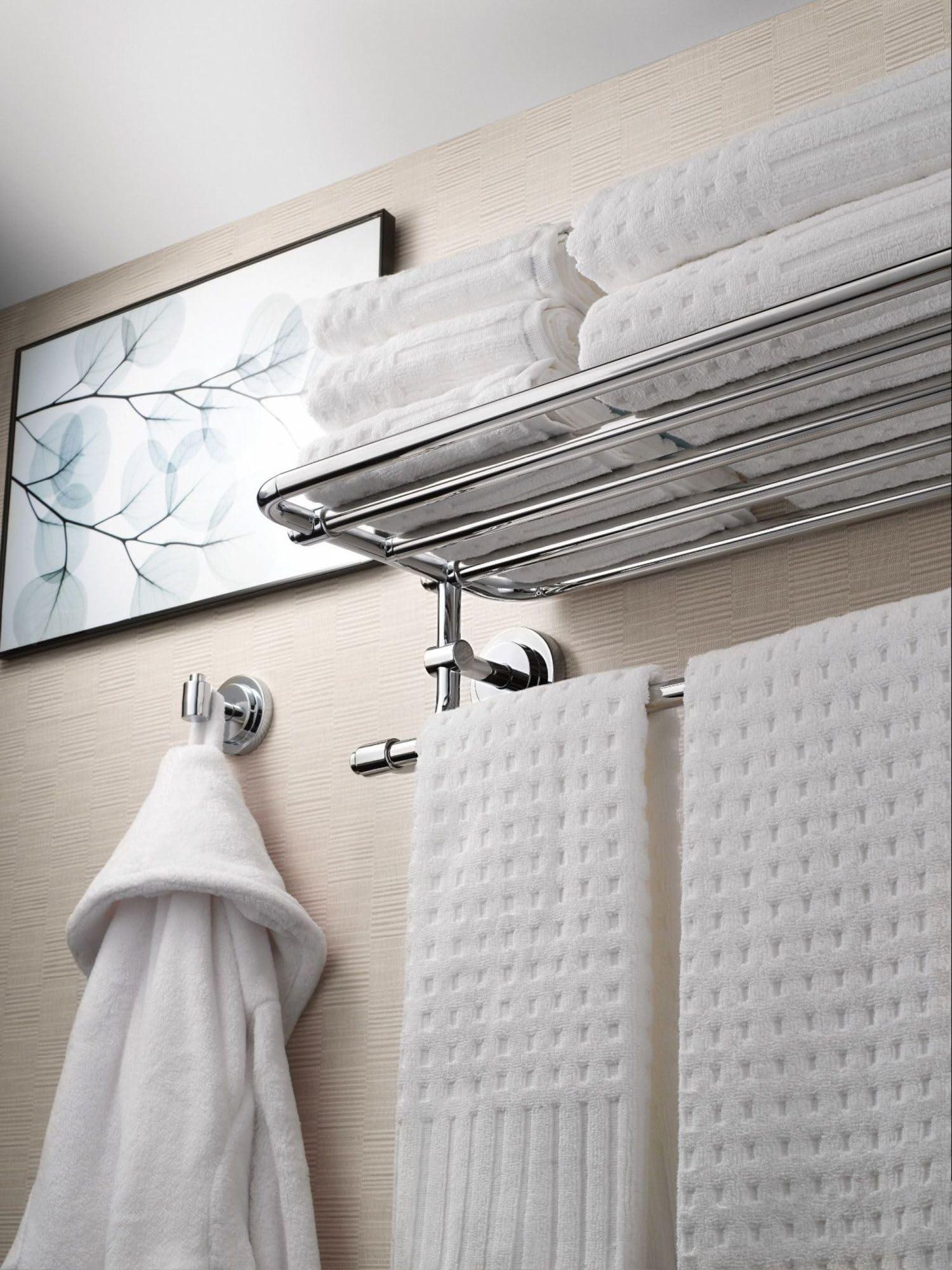 Moen Moen DN0794CH Iso 24-Inch Wide Bathroom Hotel-Style -Towel Shelf with -Towel Bar, Chrome