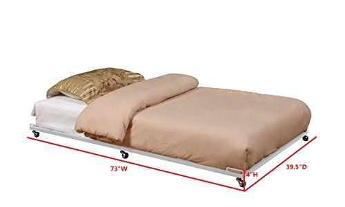 Kings Brand Furniture Kings Brand Furniture Twin Size White Metal Roll Out Trundle Bed Frame for Daybed