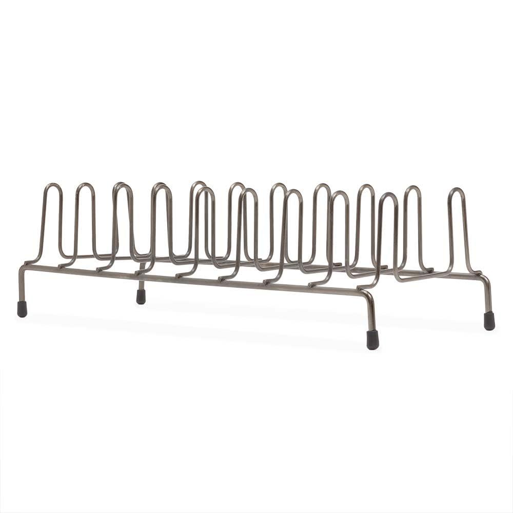 Home Basics Vertical Plate Stand Holder Steel Dish Rack by Home Basics | 8-Compartment Dinnerware Organizer with Wire Rack Design | Rubber Non-Slip Feet | Black Onyx