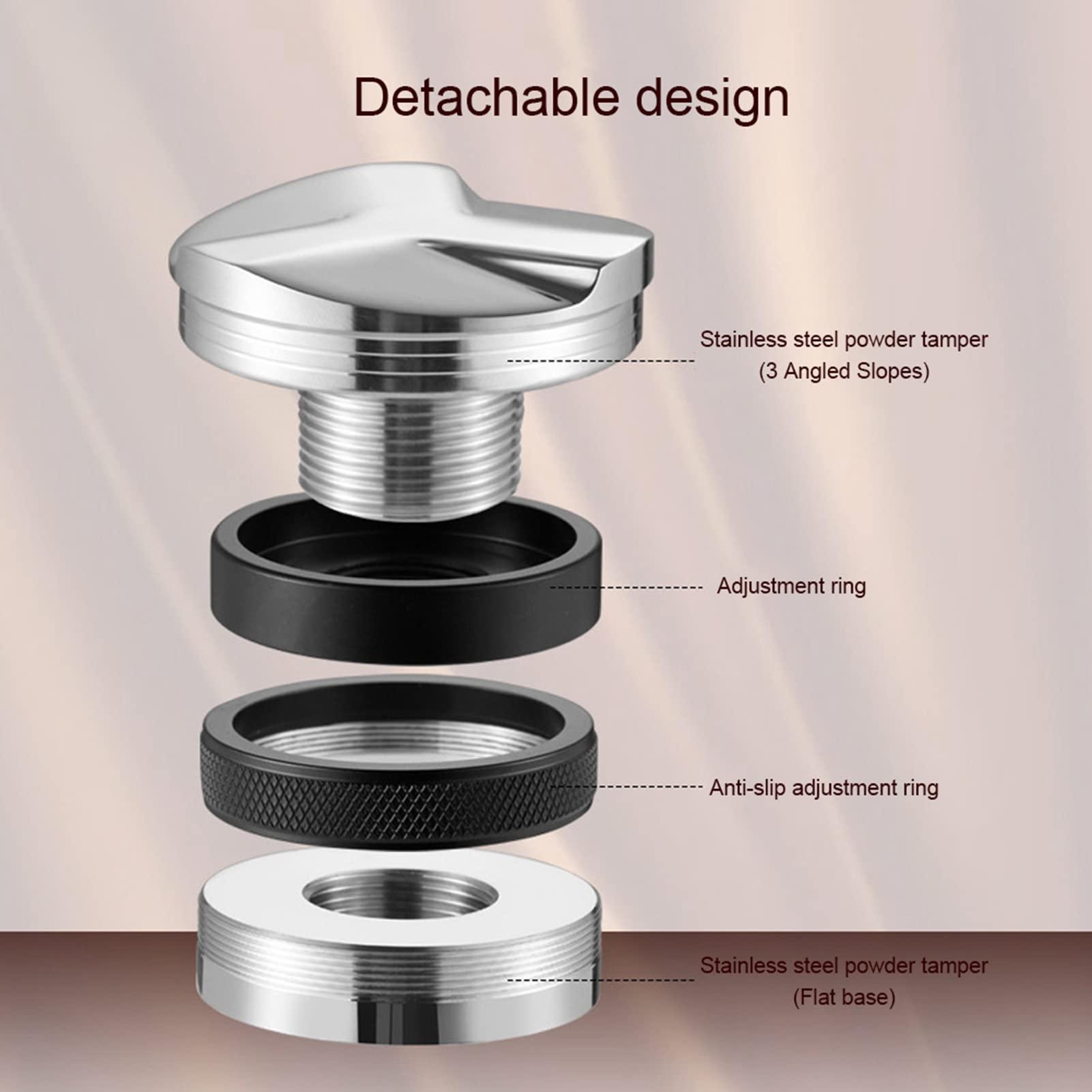 OPPWONG Tamping Station, Dual Head Stainless Steel Coffee Tamper Espresso Hand Tampers with 3 Angled Base for Home, Office nd Business (58mm)