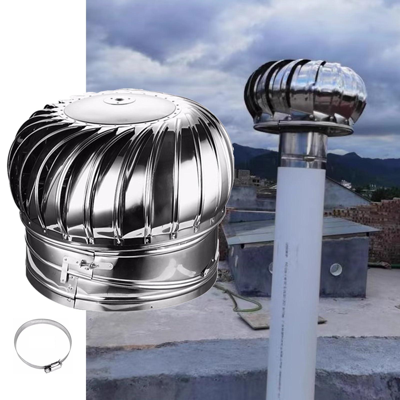 WAHHWF WAHHWF Round Chimney Cap 4 6 8 10 12 Inch for Outside, Spinner Stainless Steel Fireplace Chimney Cover, Rotating Top Chimney Flue Cowl Pipe Vent Cover