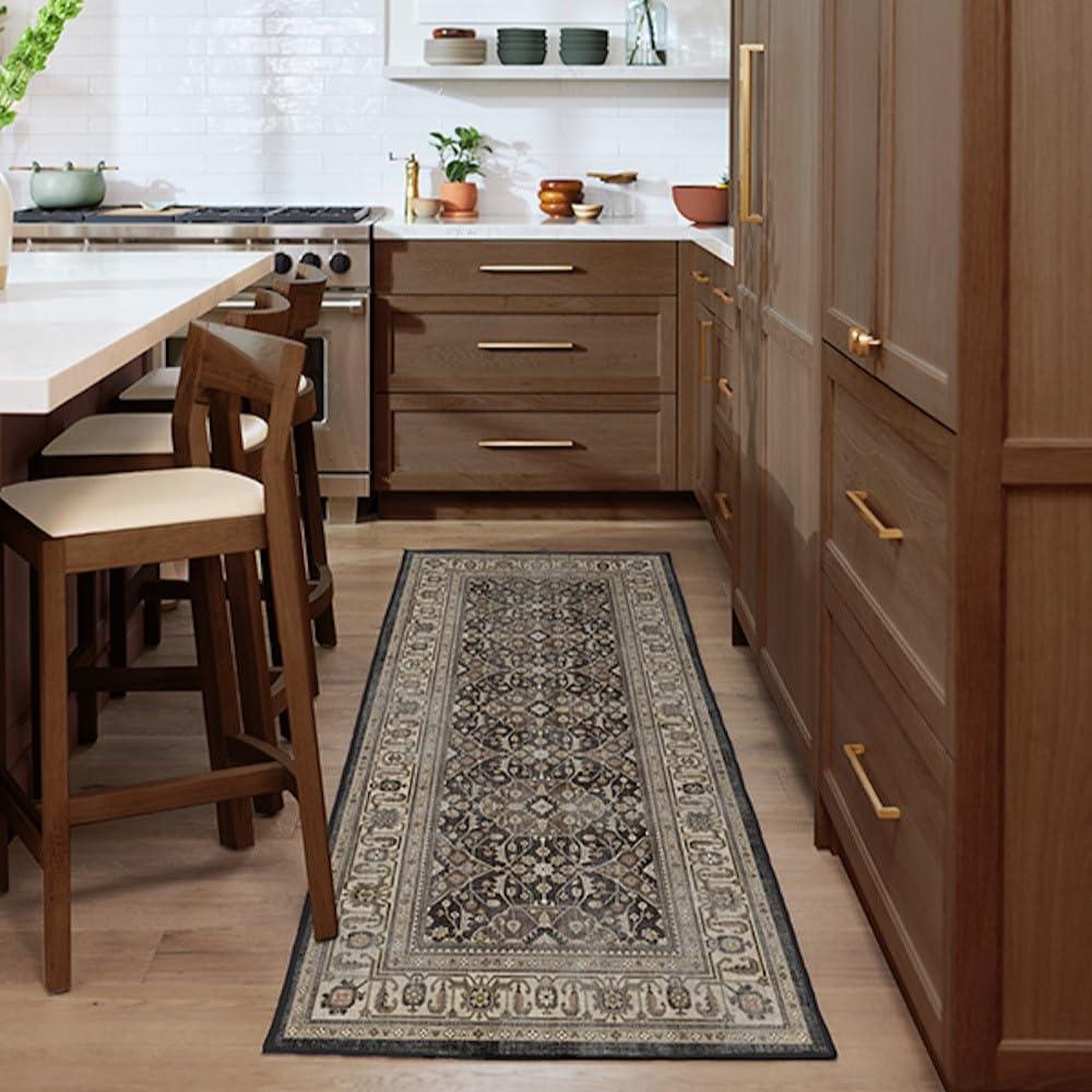 RUGGABLE Ruggable Washable 2x3 Area Rug, Alessia Dark Wood, Premium Vintage Rugs for Living Room, Bedroom, Kitchen, Office, Classroom with Gripper Non Slip Pad