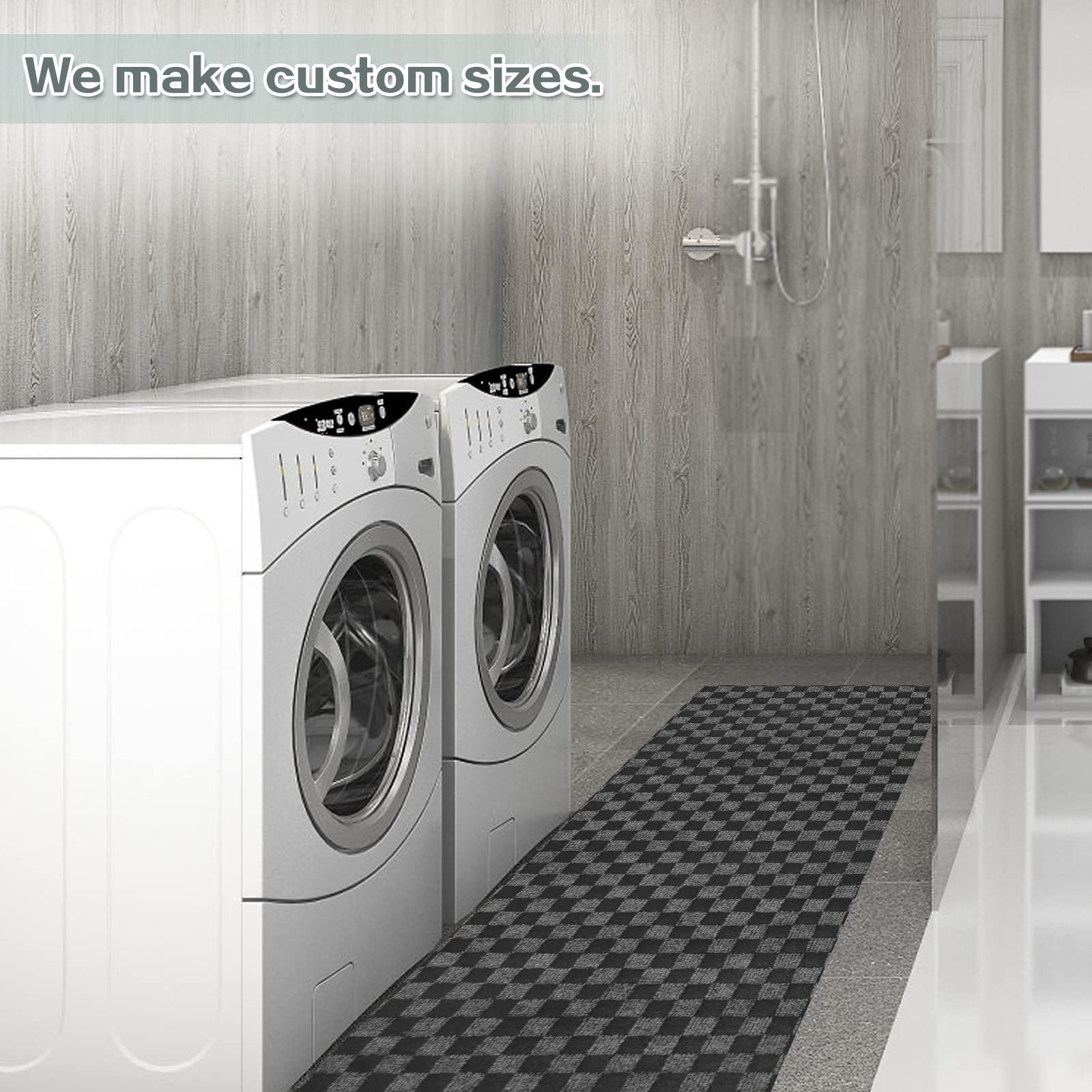 ZGR HOME&GARDEN Custom Size Runner Rug 3 ft x 20 ft, ZGR 2-82ft Carpet Runners Hallway Entryway Kitchen Garage Laundry Room Area Rugs with Non-Slip Rubber Backing, Checkered Black