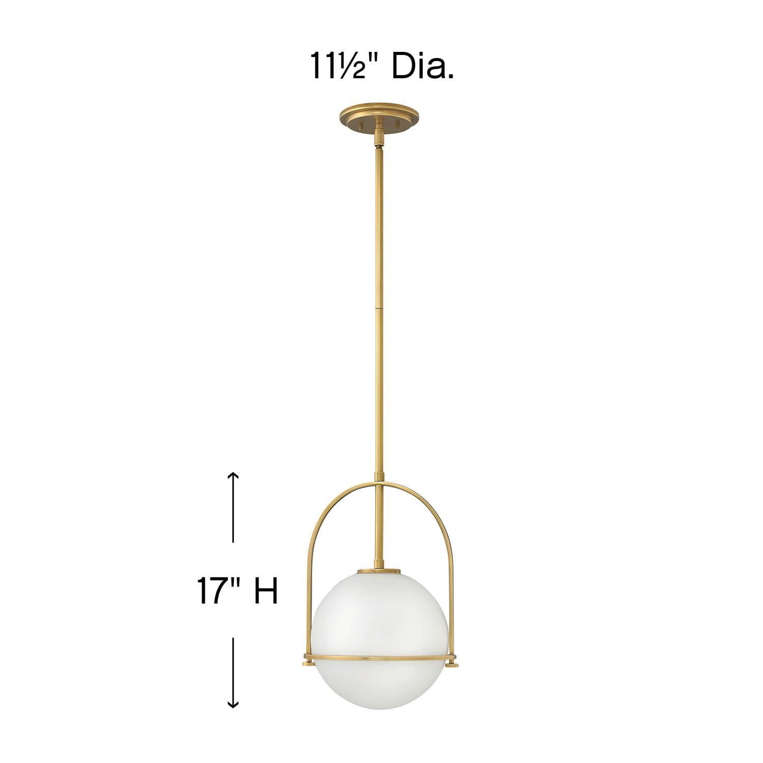Hinkley Hinkley Somerset 3407HB Small Pendant Light - Adjustable Height, for Even or Sloped Ceilings, Etched Opal Globe, Vintage Chic - Heritage Brass