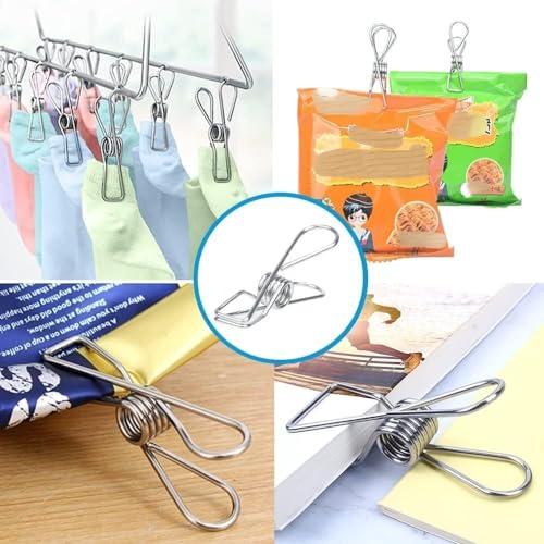 PiWine Clothes Pegs,Clothesline Clips,Laundry Pegs,Multipurpose Stainless Steel Clips Washing Line Pegs Holders Hang Pins Clamps Sealing Wire Lot Household(Color : Large 10pcs) (Color : Small 20pcs)