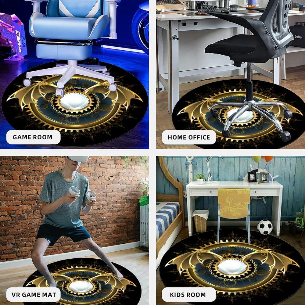 ZaCosy Computer Chair Mat for Hardwood Floor Gaming Rug Carpet Desk Office Chair Mat Floor Mat for Office Chair Gaming Room Mechanical Dragon Wings a Lens