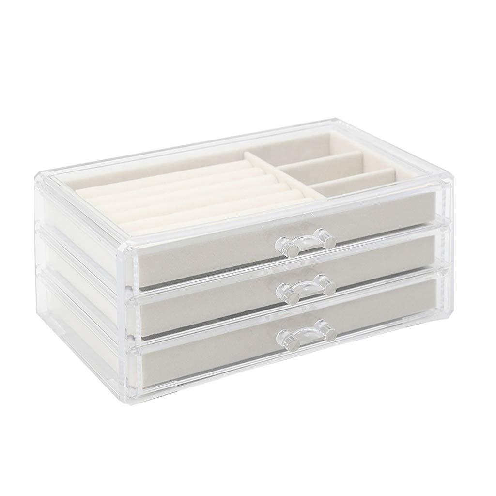 BAZIGA BAZIGA Transparent Acrylic Storage Box, Simple Style Drawer-Style Jewelry Storage, Necklace, Earrings and Ring Organizer