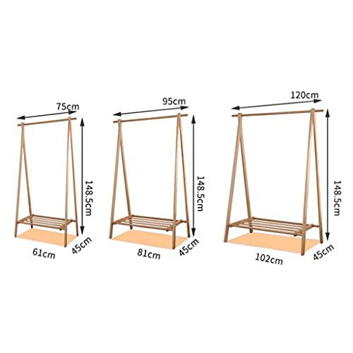PSAKGHG Coat Rack Coat Stand Clothes Rack with 1-Tier Storage Shelf for Shoes and Baskets Solid Wood Floor Hanger Space-Saving Ideal for Bedroom, Entryway, Office and More