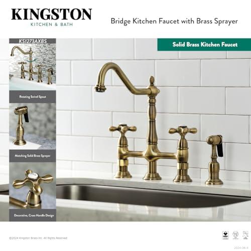 Kingston Brass Kingston Brass KS1271AXBS Heritage Kitchen Faucet with Brass Sprayer, 8-3/4-Inch, Polished Chrome