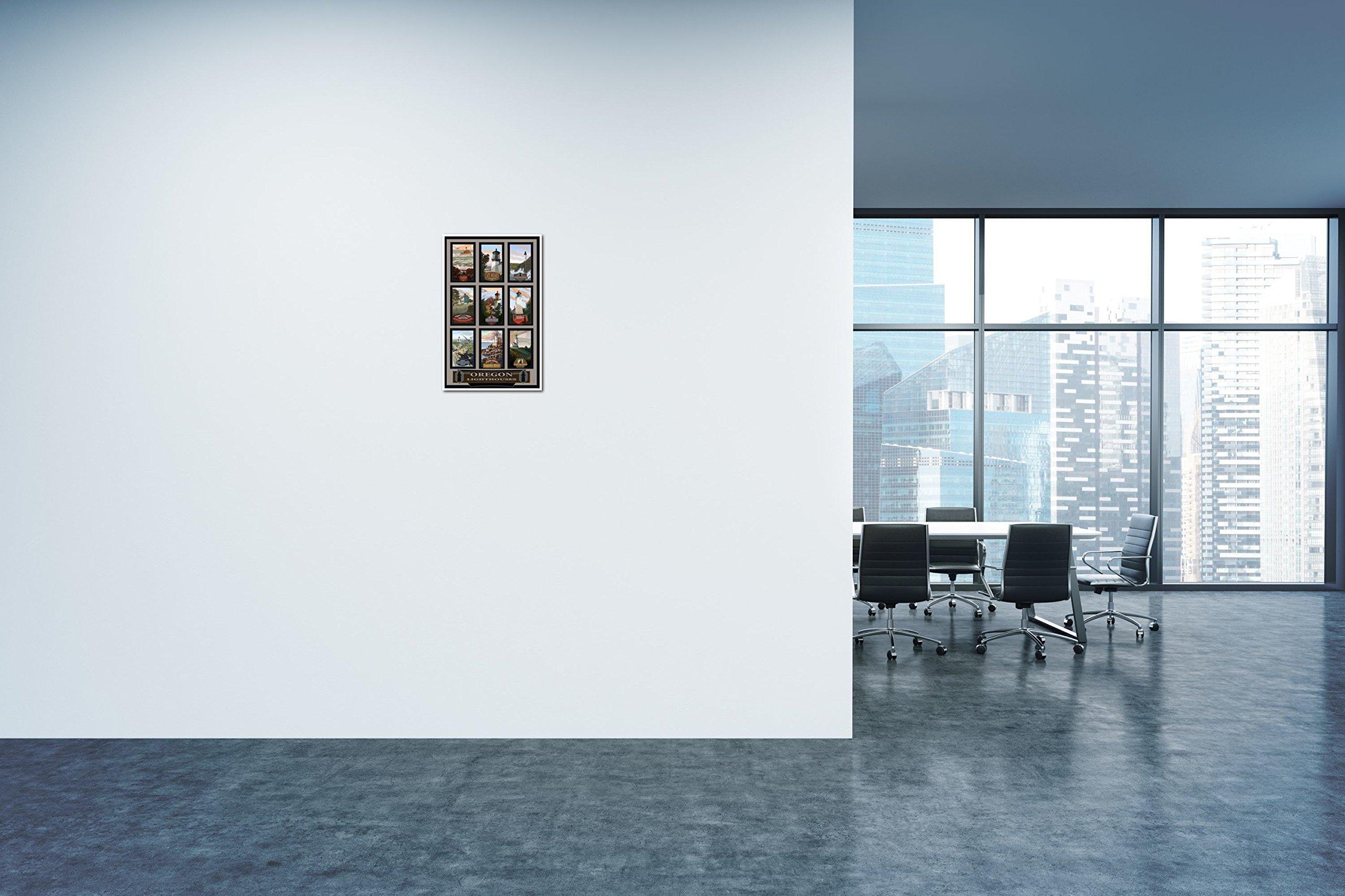 Art of Place Oregon Lighthouse Collage Giclee Art Print Poster from Original Travel Artwork by Artist Paul A. Lanquist 30\" x 45\"