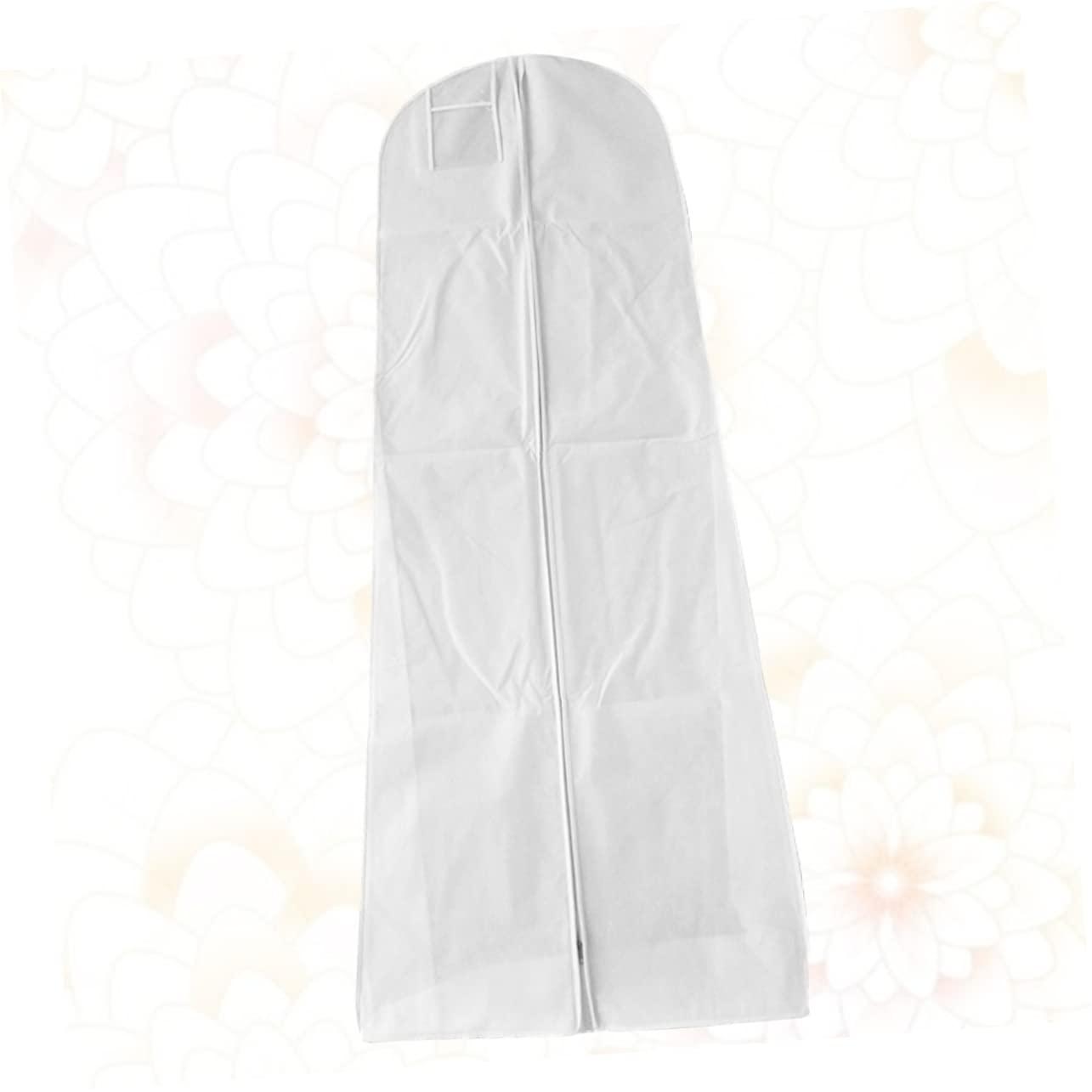 HOOTNEE HOOTNEE Nonwoven Bridal Gown Cover Wedding Dress Garment Bag Full Length Dress Cover Bag Zipper 170x50x40cm White