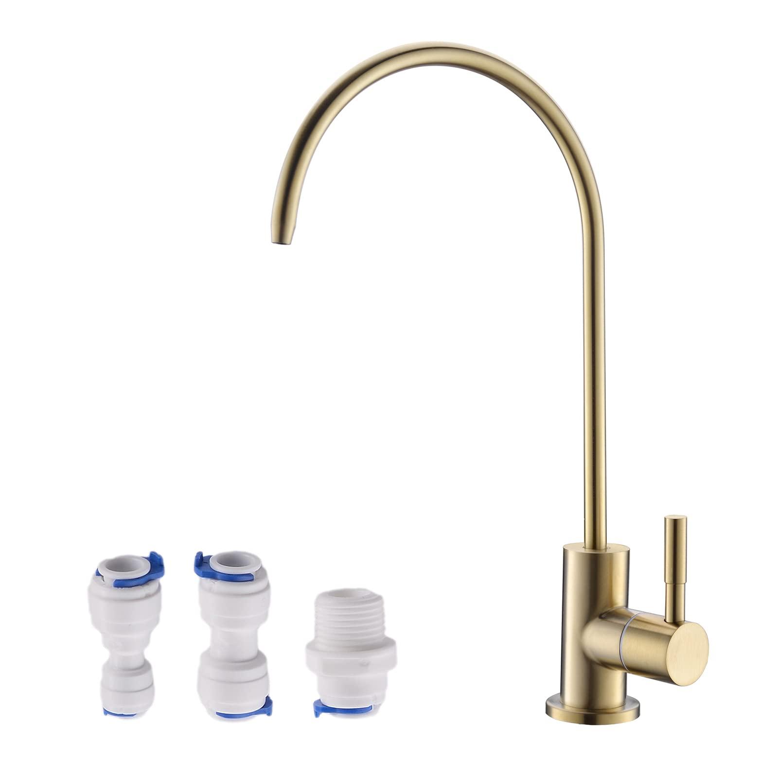 havin Havin Gold Drinking Water Faucet,Brushed Gold Reverse Osmosis Faucet,Water Filter Faucet for Kitchen Sink Use,Beverage Faucet,Lead-Free Stainless Steel(Brushed Gold)