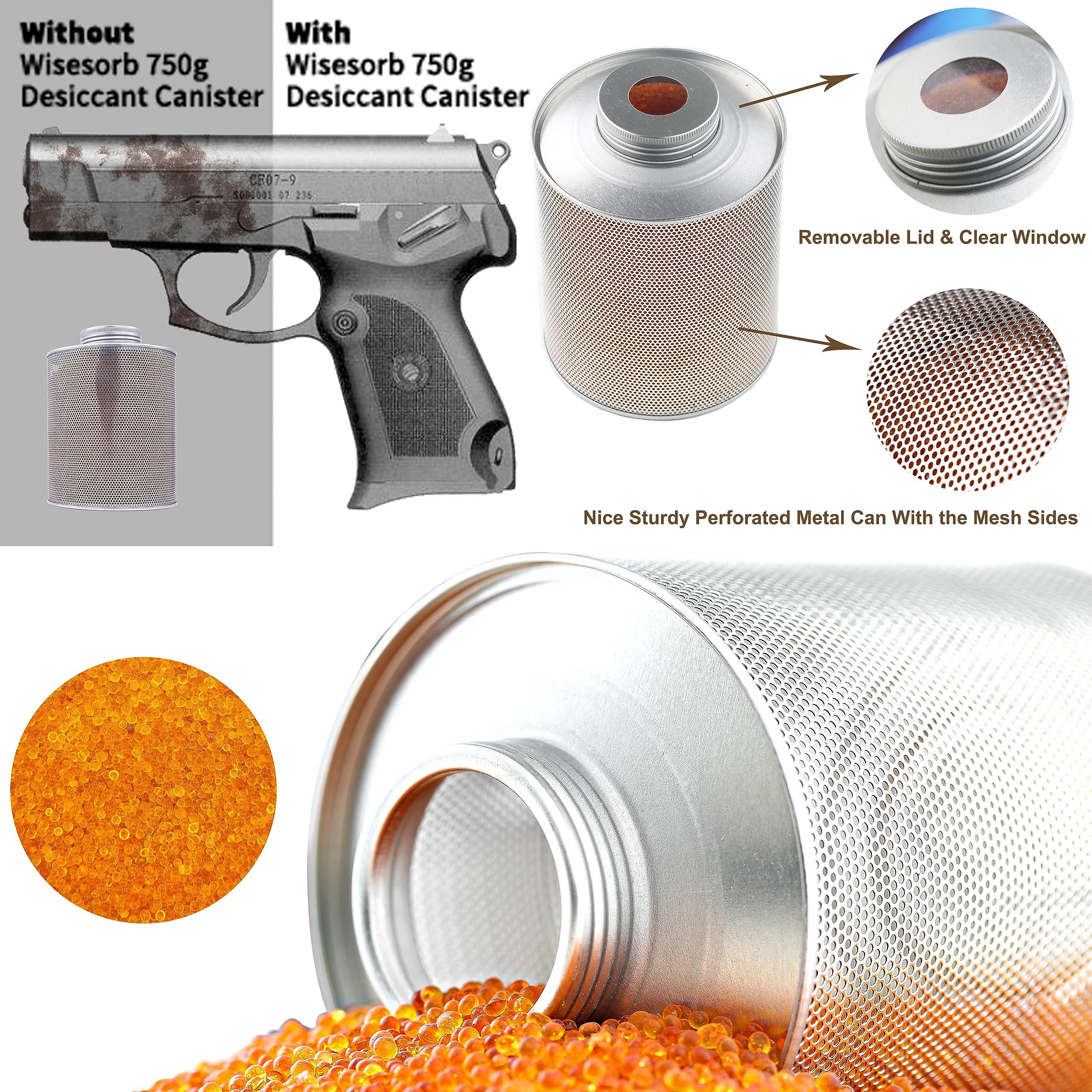Wisesorb Wisesorb 750 Grams 6pcs Gun Safe Dehumidifier, Reusable Canister Desiccant Dehumidifier, Rechargeable 1.65 Lbs Indicating Silica Gel Orange To Green