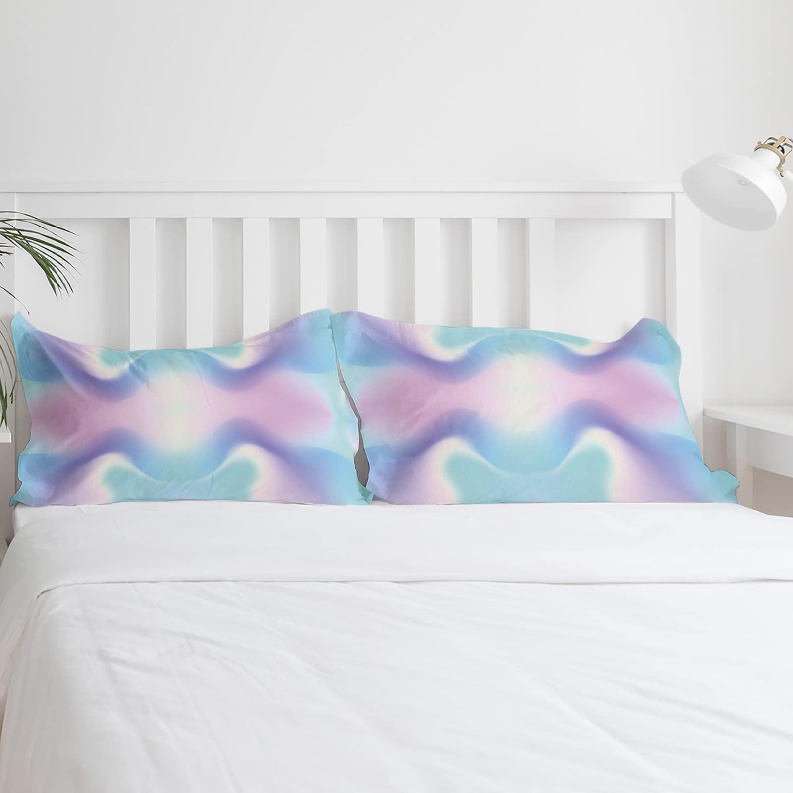 Debedcor Full Comforter Covers Sets Teal Purple Ombre 4 Piece Duvet Cover Set Lightweight Microfiber Soft Bedding Set for Adult Teen, Abstract Art Sense of Technology